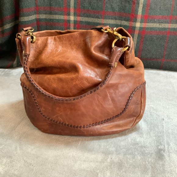 Frye Handbags - Frye Melissa Whipstitch Leather Hobo Bag Cognac Brown Magnetic Snap Shoulder Bag